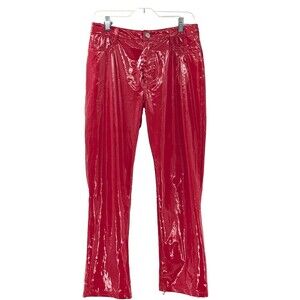 Delia's Red Faux P.U. Leather Mid Rise Bootcut 90s Dolls Kill Size 29/27